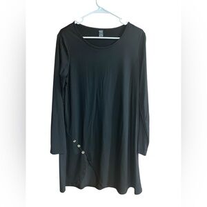 Emery Rose Black Long Sleeve Dress With Buttons Size Medium